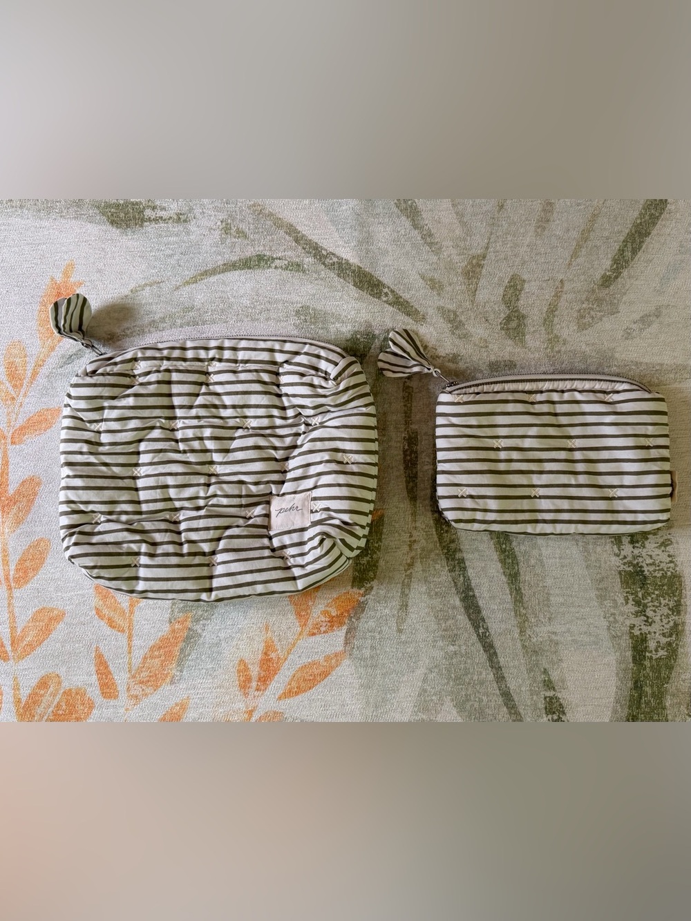 Pehr On The Go Pouch Set (Standard & Mini) - Stripes Away Olive
